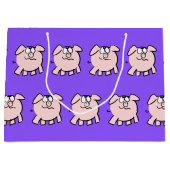 2漫画おもしろい豚ベビー選択カラーLギフト ラージペーパーバッグ (正面)