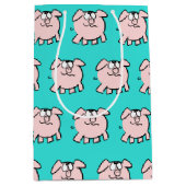 2漫画おもしろい豚新生児選択カラーMギフト ミディアムペーパーバッグ (正面)