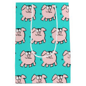 2漫画おもしろい豚新生児選択カラーMギフト ミディアムペーパーバッグ (裏面)