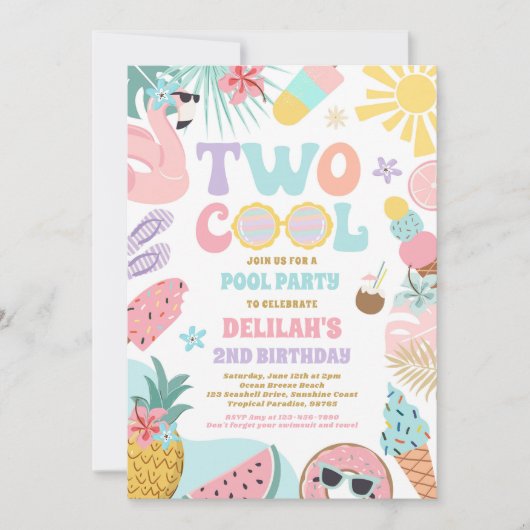 2熱帯クール夏ビーチ2nd誕生日パーティー 招待状 (正面)