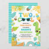 2熱帯クール夏ビーチ2nd誕生日パーティー 招待状 (正面/裏面)