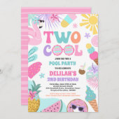 2熱帯クール夏ビーチ2nd誕生日パーティー 招待状 (正面/裏面)