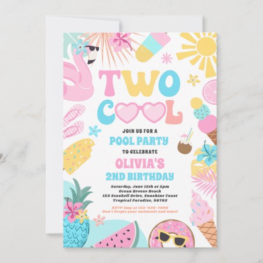 2熱帯クール夏ビーチ2nd誕生日パーティー 招待状 (正面)