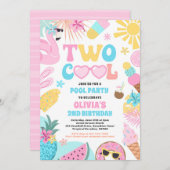 2熱帯クール夏ビーチ2nd誕生日パーティー 招待状 (正面/裏面)