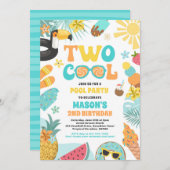 2熱帯クール夏ビーチ2nd誕生日パーティー 招待状 (正面/裏面)