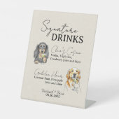 2犬の結婚特徴的な飲み物バー標識 台座サイン (正面)