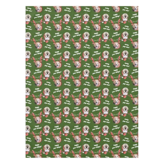 2犬写真小メリークリスマスメリークリスマス+中 テーブルクロス (正面)