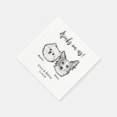 2犬顔ペットスケッチ飲み結婚物 スタンダードカクテルナプキン (角)