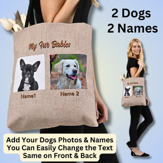 2犬、2つの名前、変更できる文字、犬の写真 トートバッグ
