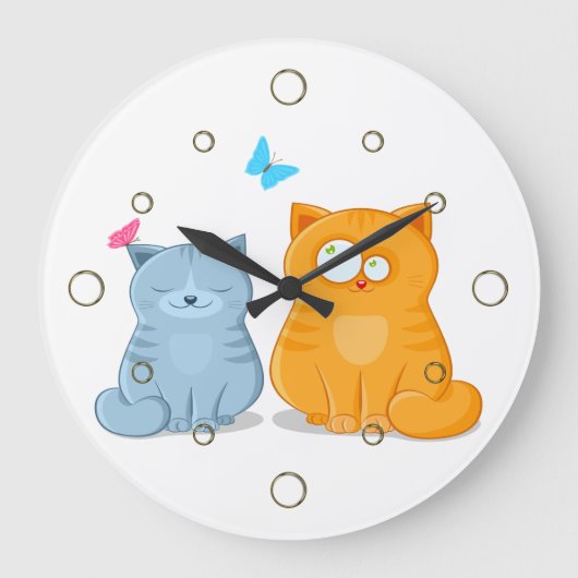 2猫ちゃん壁時計 ラージ壁時計 (正面)