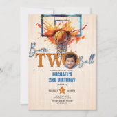 2球生まれ男子バスケットボール2回目の誕生日パーティー 招待状 (正面)