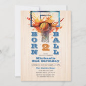 2球生まれ男子バスケットボール2回目の誕生日パーティー 招待状 (正面)