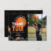 2球生まれ誕生日バスケットボール サンキューカード (正面/裏面)