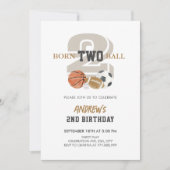 2球生まれ誕生日男子2歳の誕生日 招待状 (正面)