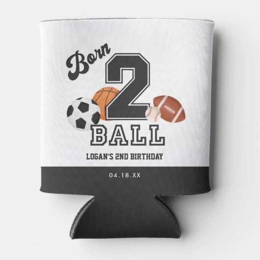2生まれボールテーマボーイセカンド誕生日の好意 缶クーラー (正面)