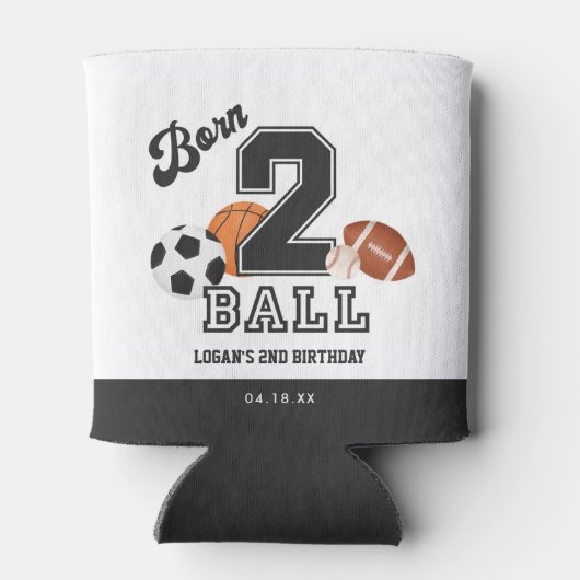 2生まれボールテーマボーイセカンド誕生日の好意 缶クーラー (裏面)