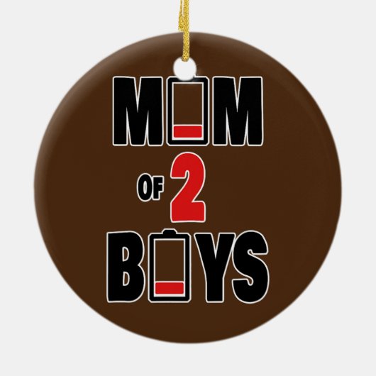 2男の子の母の日ママ母ママ双子ママ セラミックオーナメント (裏面)