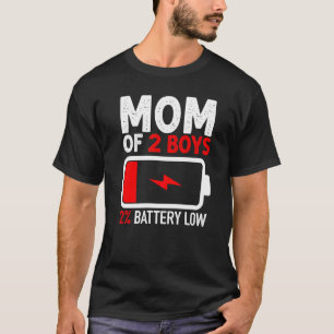 2男の子の母2電池低い母の日ママW Tシャツ