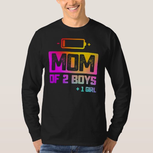 2男の子1女の子の母の低い電池 Tシャツ (正面)