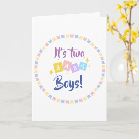 2男の赤ちゃんブルーパーティー誕生発表 カード (黄色い花)