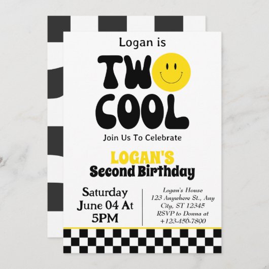 2男クール子2歳の誕生日パーティー 招待状 (正面/裏面)