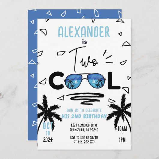 2男クール子2nd夏誕生日サングラス 招待状 (正面/裏面)