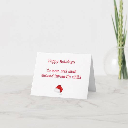 2番目に愛されている子供 - 面白いクリスマス兄弟姉妹 カード (正面)