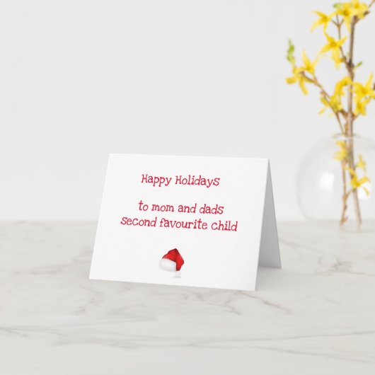 2番目に愛されている子供 - 面白い兄弟姉妹クリスマス カード (黄色い花)