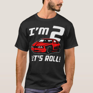 2番目のおもしろい誕生日ギフト男の子幼児レースカー2 Y Tシャツ