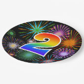 2番目のイベント-おもしろいカラフル、はっきりした、虹2 ペーパープレート (アングル)