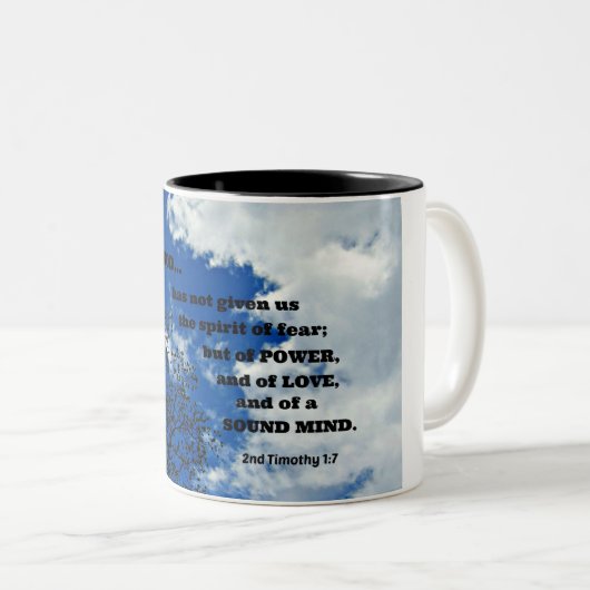 2番目のテモテ1:7神は私たち与えを持っていない。.. ツートーンマグカップ (正面右)