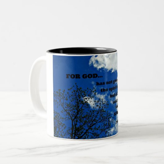 2番目のテモテ1:7神は私たち与えを持っていない。.. ツートーンマグカップ (正面左)