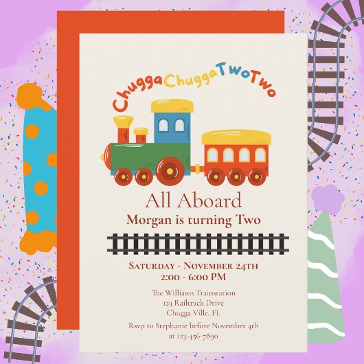2番目のバースデーカラフルトレインチュガチョオ2 招待状