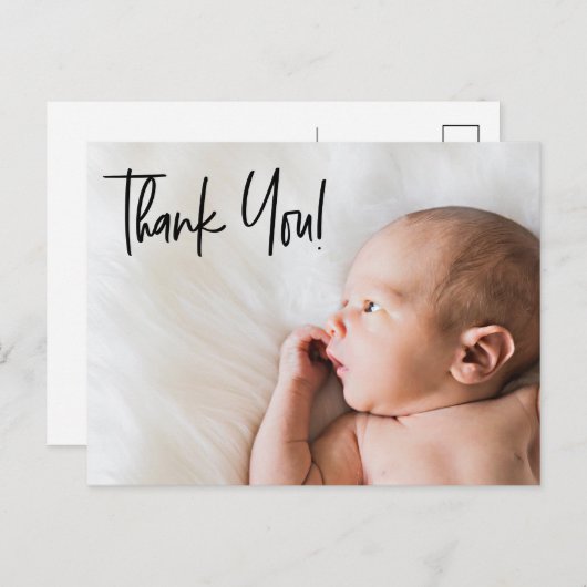 2番目のベビーカスタムの写真感謝していの誕生 案内ポストカード (正面/裏面)