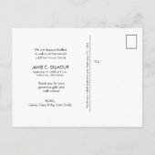 2番目のベビーカスタムの写真感謝していの誕生 案内ポストカード (裏面)