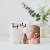 2番目のベビーカスタムの写真感謝していの誕生 案内ポストカード (スタンド正面)