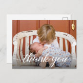 2番目のベビー感謝してい写真のスクリプト誕生 案内ポストカード (正面/裏面)