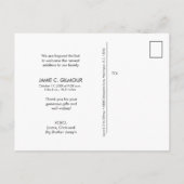 2番目のベビー感謝してい写真のスクリプト誕生 案内ポストカード (裏面)