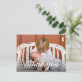 2番目のベビー感謝してい写真のスクリプト誕生 案内ポストカード (スタンド正面)