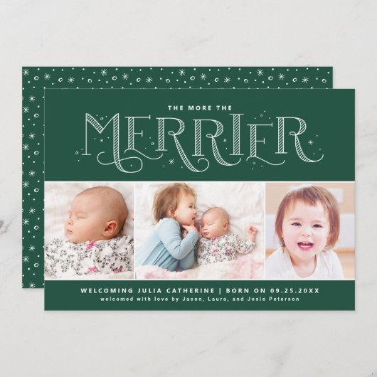 2番目のメリー出産の発表の詳細 案内状 (正面/裏面)