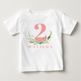 2番目の誕生日の葉+フローラの年齢 ベビーTシャツ