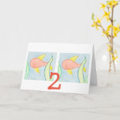 2番目の誕生日の魚のカード カード (黄色い花)