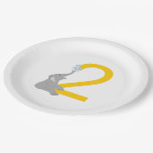 2番目の誕生日グレイモダンエレファントパーティープレート ペーパープレート (アングル)