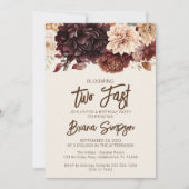 2番目の誕生日パーティーブラウンベージュアイボリーフローラ 招待状 (正面)