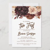 2番目の誕生日パーティーブラウンベージュフラワーズフローラ 招待状 (正面)