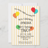 2番目の誕生日パーティー写真のバルーンの追加招待状 招待状 (正面)