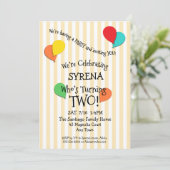 2番目の誕生日パーティー写真のバルーンの追加招待状 招待状 (スタンド正面)