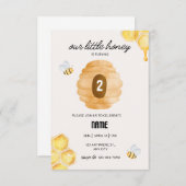 2番目の誕生日パーティーincite小さな蜂蜜 招待状 (正面/裏面)