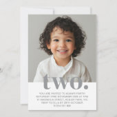 2番目の誕生日フォト招待状（グレー） 招待状 (正面)