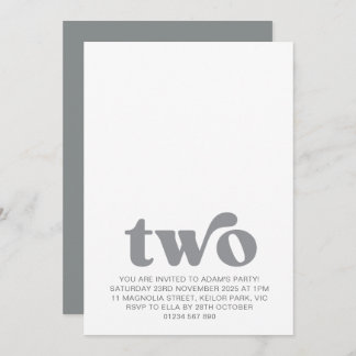 2番目の誕生日フォト招待状(グレー) 招待状